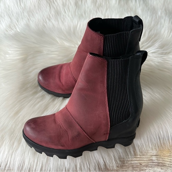 Sorel Joan Of Arctic Wedge Chelsea Boots Shoes Rich Wine 5.5 - Picture 12 of 12
